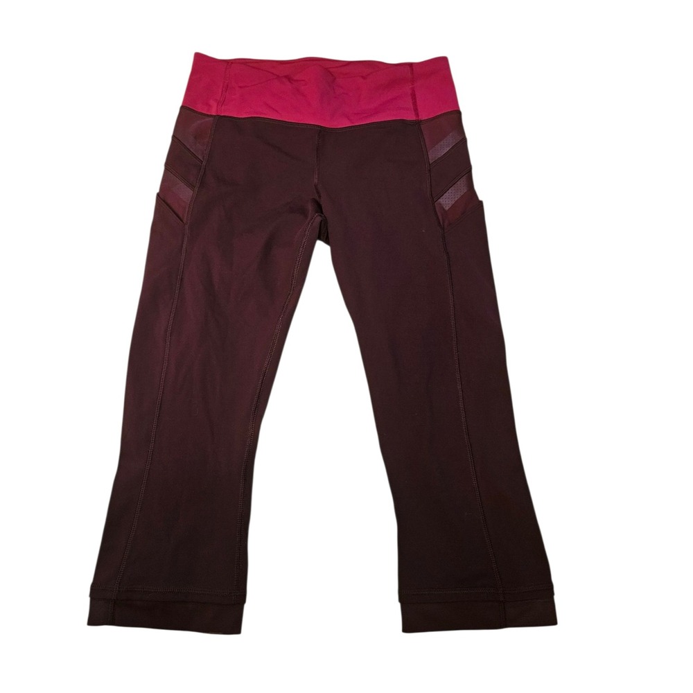 Lululemon Crop Leggings Burgundy Activewear SZ 6‎